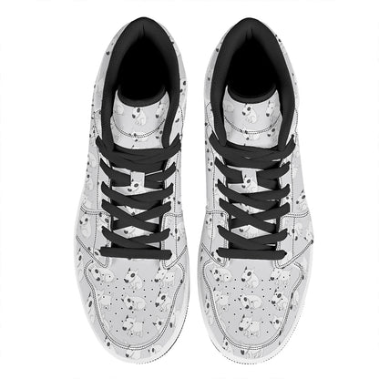Doodle Bull Terrier Pattern Print High Top Leather Sneakers