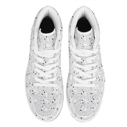Doodle Bull Terrier Pattern Print High Top Leather Sneakers