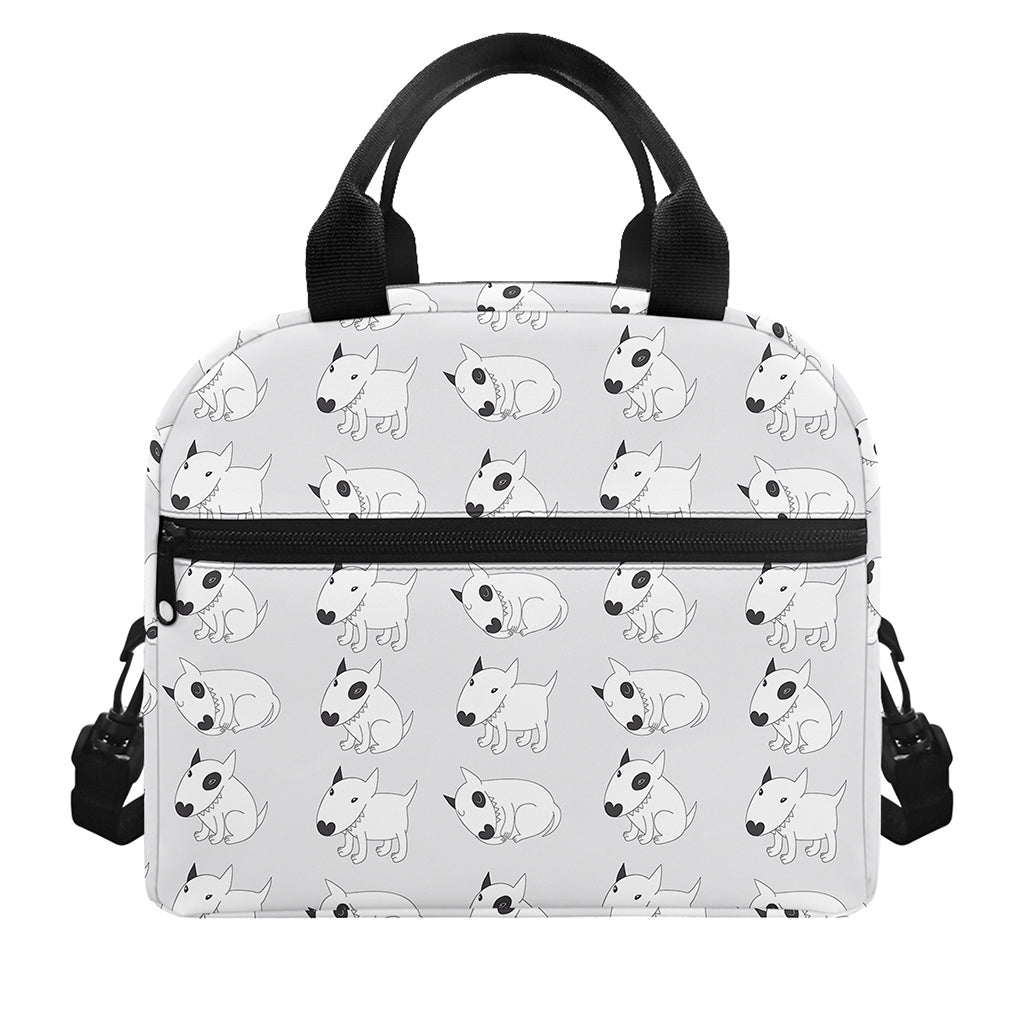 Doodle Bull Terrier Pattern Print Insulated Lunch Bag