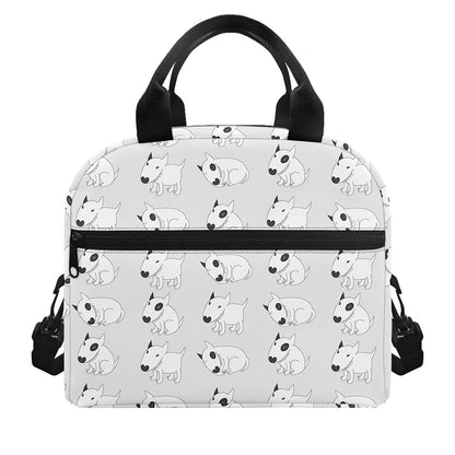 Doodle Bull Terrier Pattern Print Insulated Lunch Bag