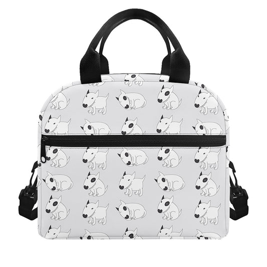 Doodle Bull Terrier Pattern Print Insulated Lunch Bag