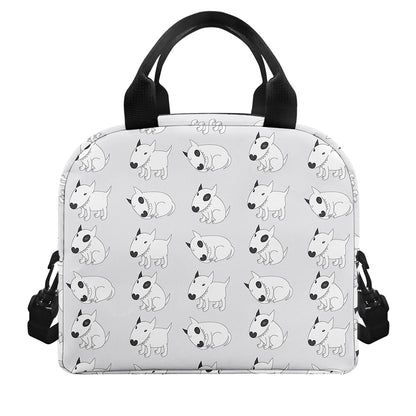 Doodle Bull Terrier Pattern Print Insulated Lunch Bag