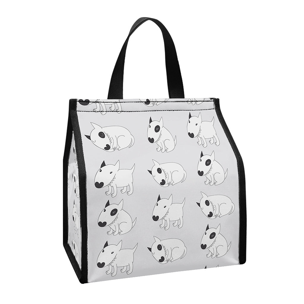 Doodle Bull Terrier Pattern Print Insulated Lunch Tote