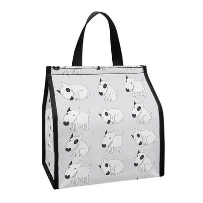 Doodle Bull Terrier Pattern Print Insulated Lunch Tote