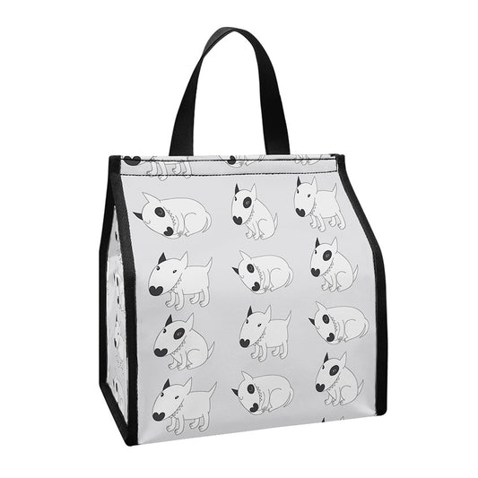 Doodle Bull Terrier Pattern Print Insulated Lunch Tote