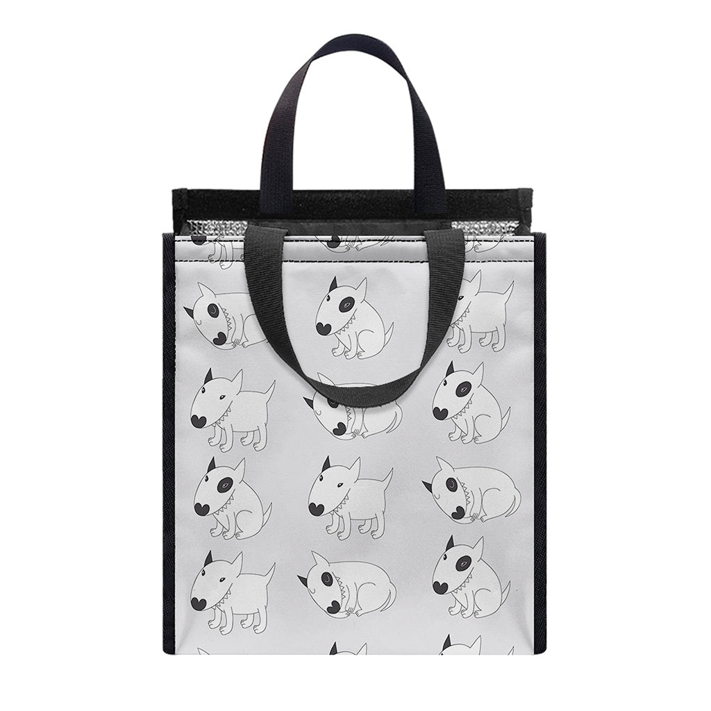 Doodle Bull Terrier Pattern Print Insulated Lunch Tote