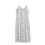 Doodle Bull Terrier Pattern Print Jersey Midi Cami Dress
