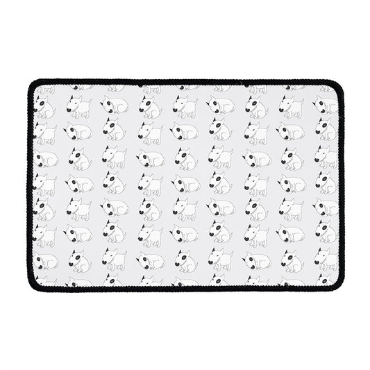 Doodle Bull Terrier Pattern Print Kitchen Mat