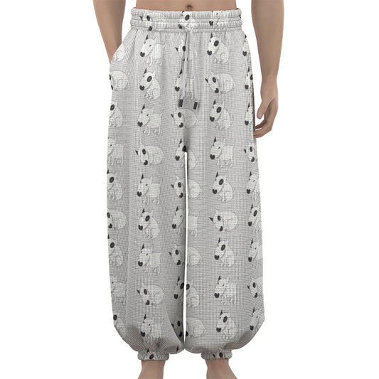 Doodle Bull Terrier Pattern Print Lantern Pants