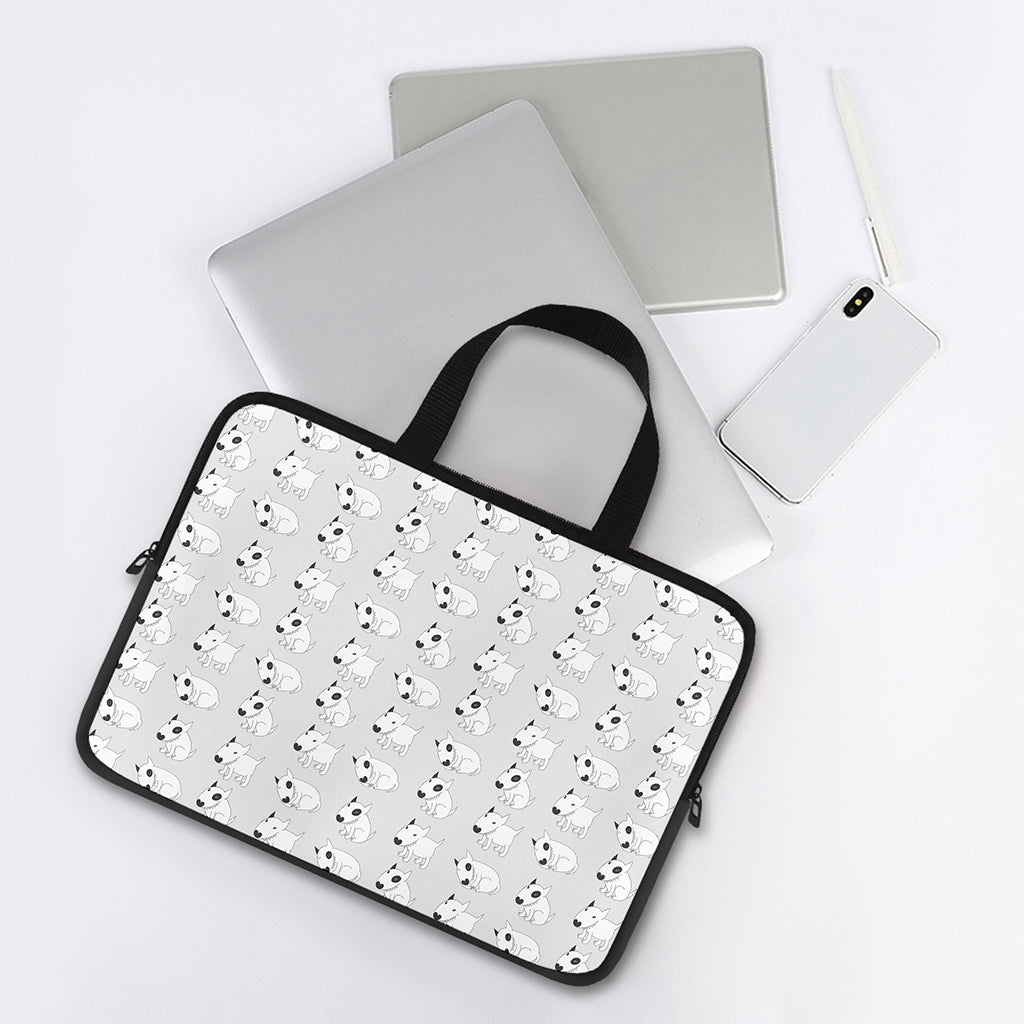 Doodle Bull Terrier Pattern Print Laptop Sleeve With Handle