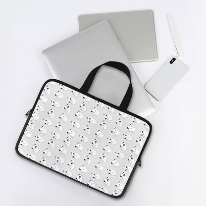 Doodle Bull Terrier Pattern Print Laptop Sleeve With Handle