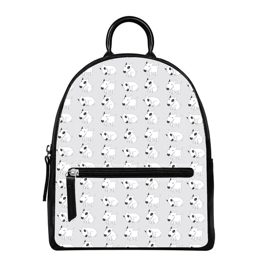 Doodle Bull Terrier Pattern Print Leather Backpack
