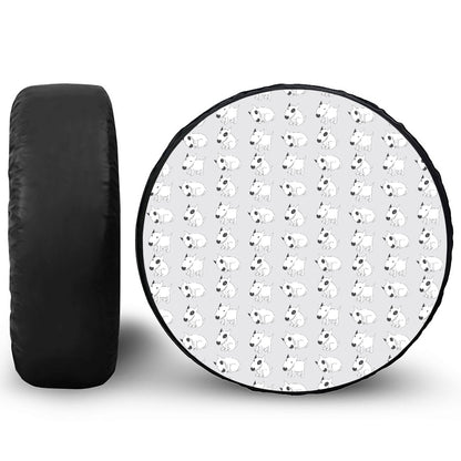 Doodle Bull Terrier Pattern Print Leather Spare Tire Cover