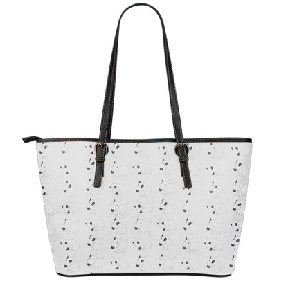 Doodle Bull Terrier Pattern Print Leather Tote Bag