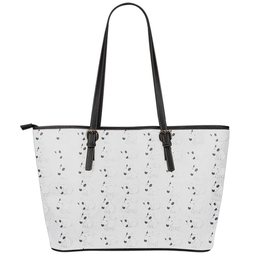 Doodle Bull Terrier Pattern Print Leather Tote Bag