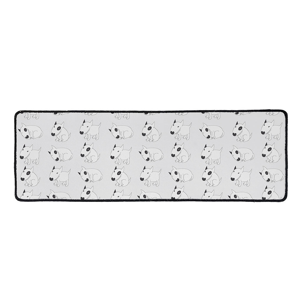 Doodle Bull Terrier Pattern Print Long Kitchen Mat