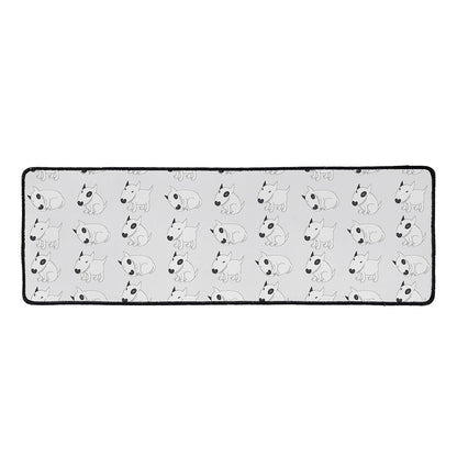 Doodle Bull Terrier Pattern Print Long Kitchen Mat