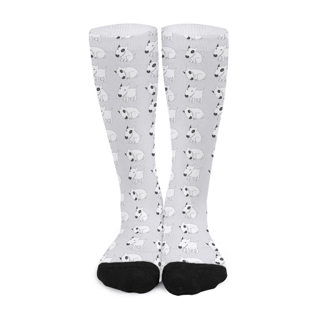 Doodle Bull Terrier Pattern Print Long Socks