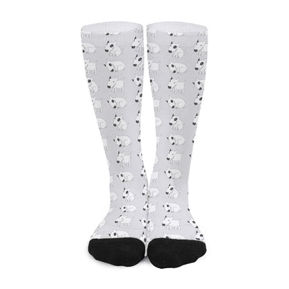 Doodle Bull Terrier Pattern Print Long Socks