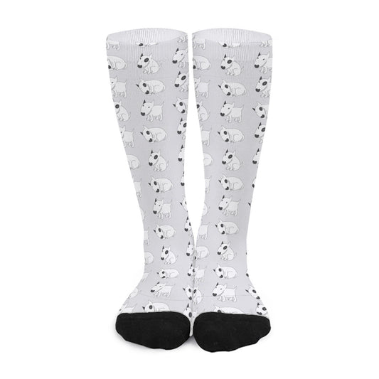 Doodle Bull Terrier Pattern Print Long Socks