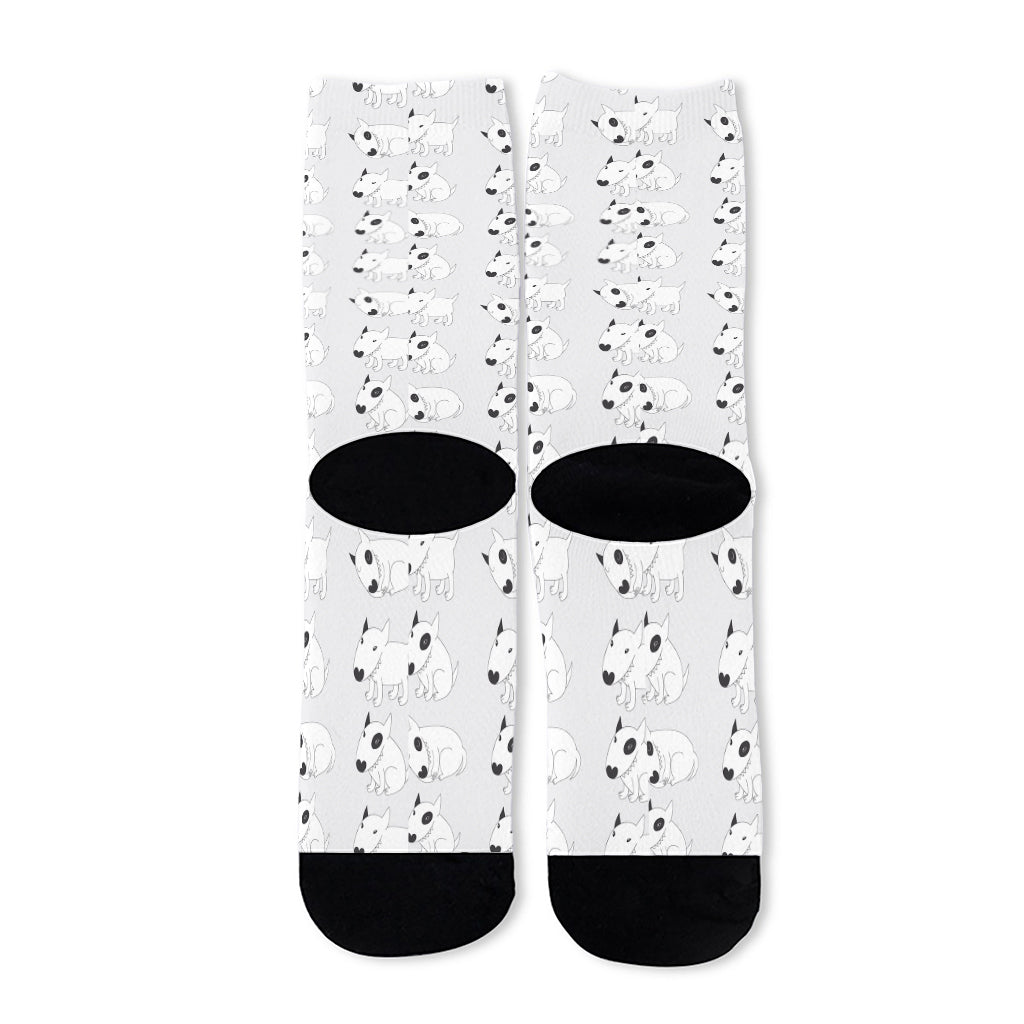 Doodle Bull Terrier Pattern Print Long Socks