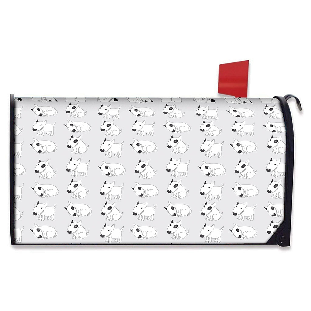 Doodle Bull Terrier Pattern Print Mailbox Cover