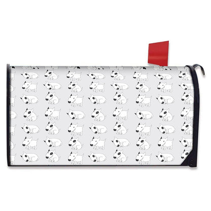 Doodle Bull Terrier Pattern Print Mailbox Cover