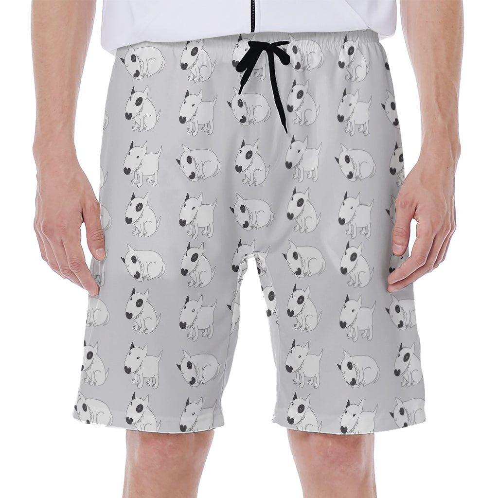 Doodle Bull Terrier Pattern Print Men's Beach Shorts