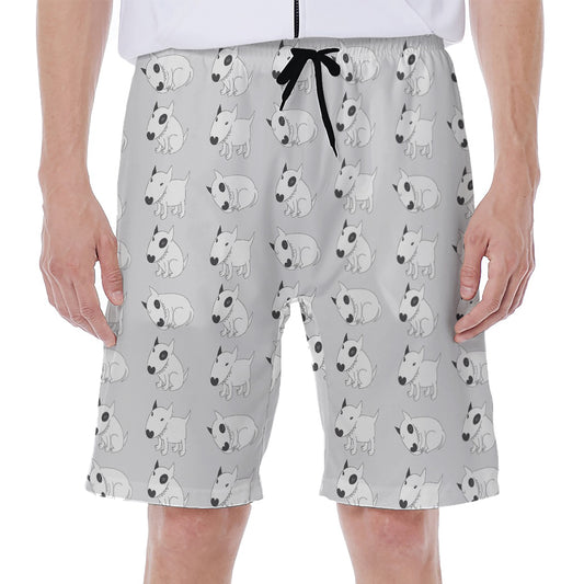 Doodle Bull Terrier Pattern Print Men's Beach Shorts