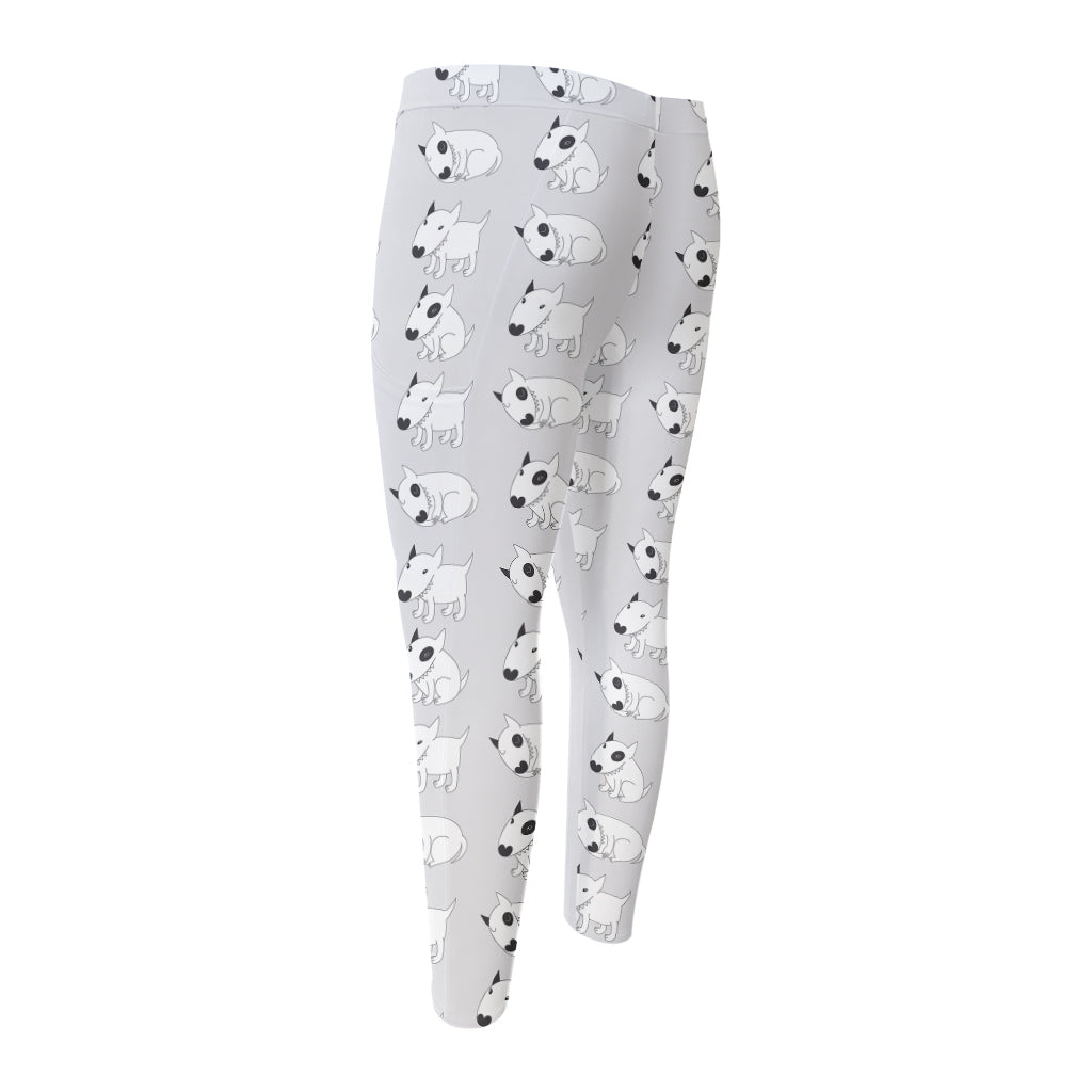 Doodle Bull Terrier Pattern Print Men's Compression Pants