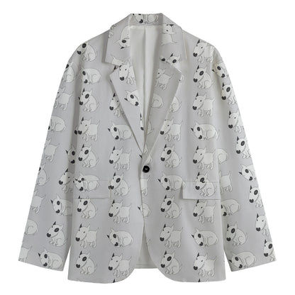 Doodle Bull Terrier Pattern Print Men's Cotton Blazer