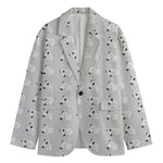 Doodle Bull Terrier Pattern Print Men's Cotton Blazer