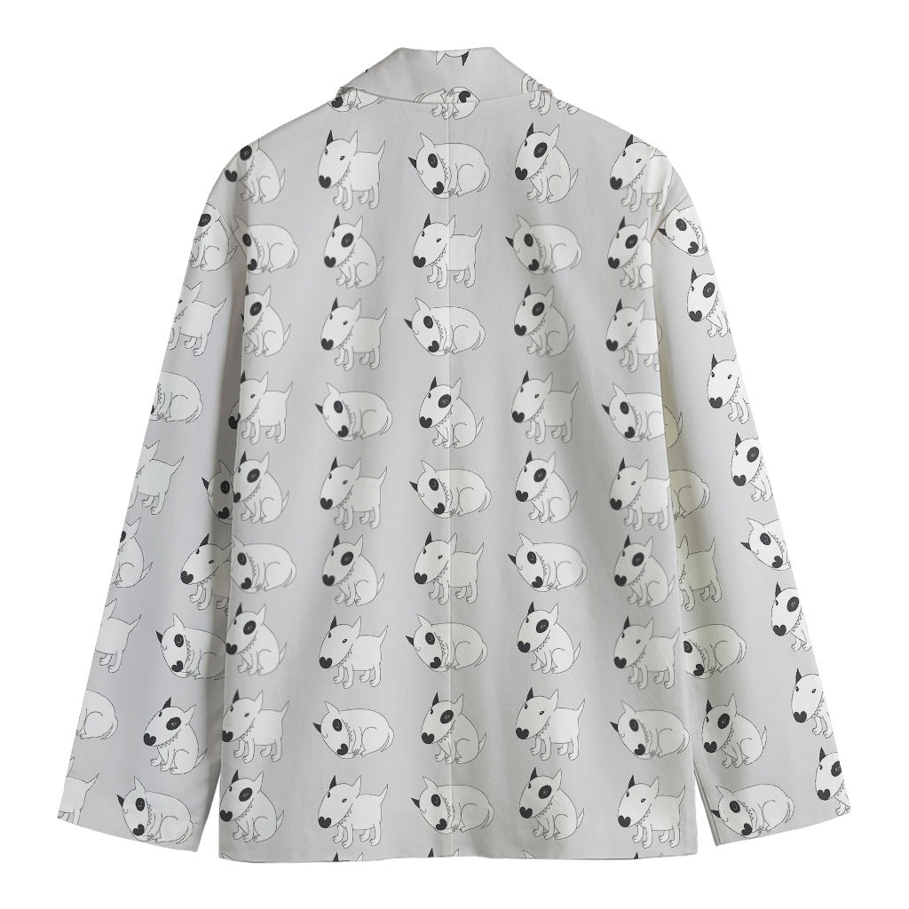 Doodle Bull Terrier Pattern Print Men's Cotton Blazer