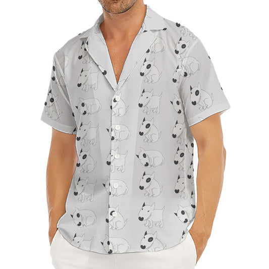 Doodle Bull Terrier Pattern Print Men's Deep V-Neck Shirt
