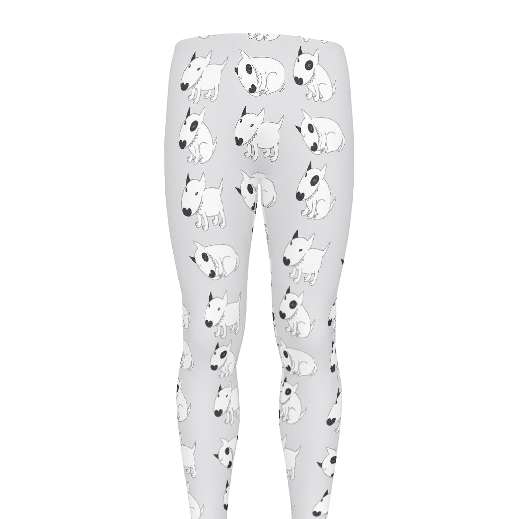 Doodle Bull Terrier Pattern Print Men's leggings