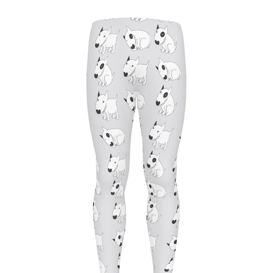 Doodle Bull Terrier Pattern Print Men's leggings