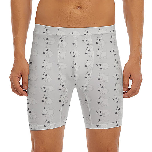 Doodle Bull Terrier Pattern Print Men's Long Boxer Briefs