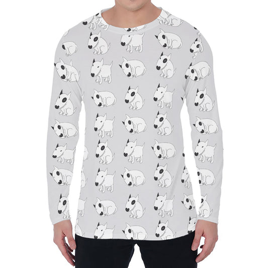 Doodle Bull Terrier Pattern Print Men's Long Sleeve T-Shirt