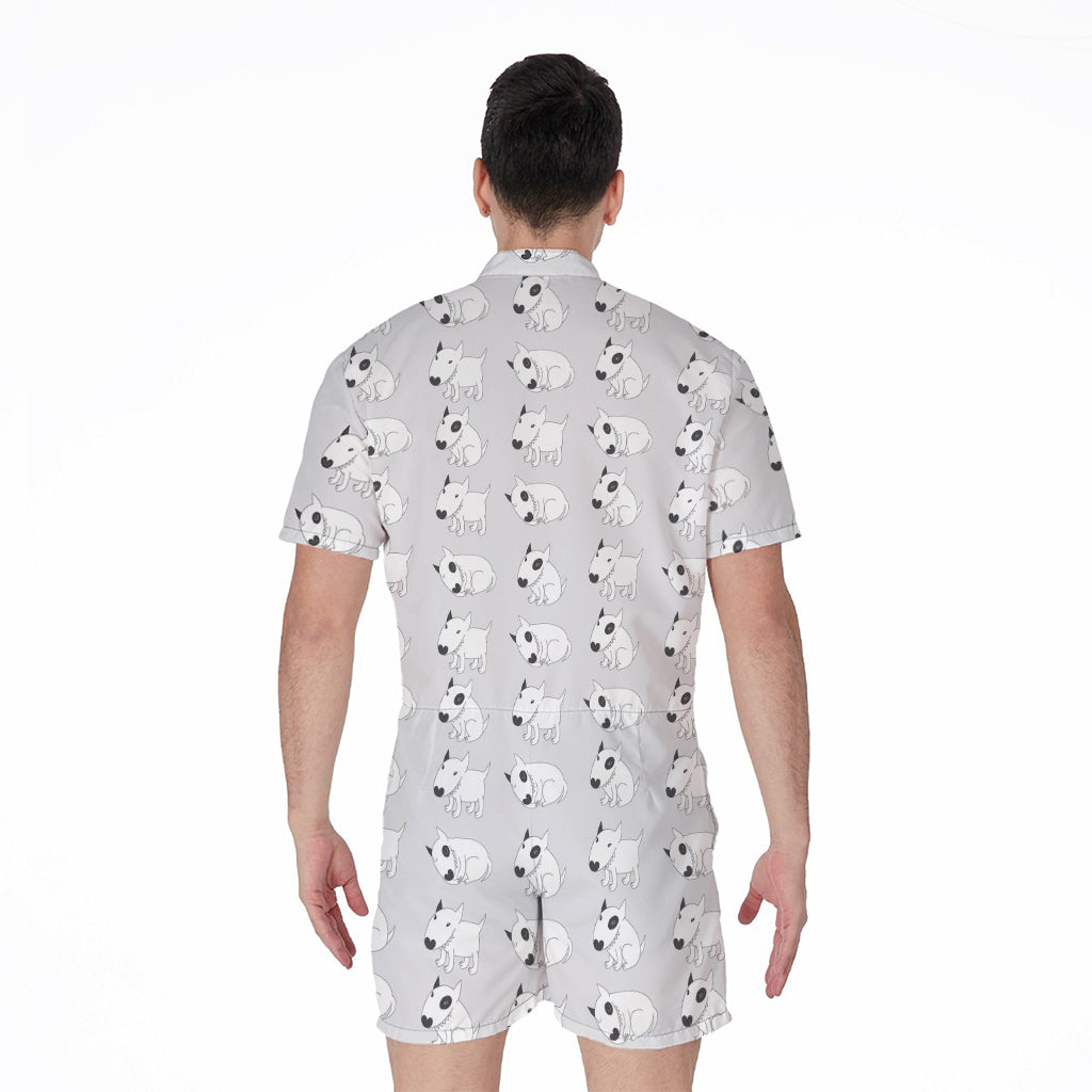 Doodle Bull Terrier Pattern Print Men's Rompers