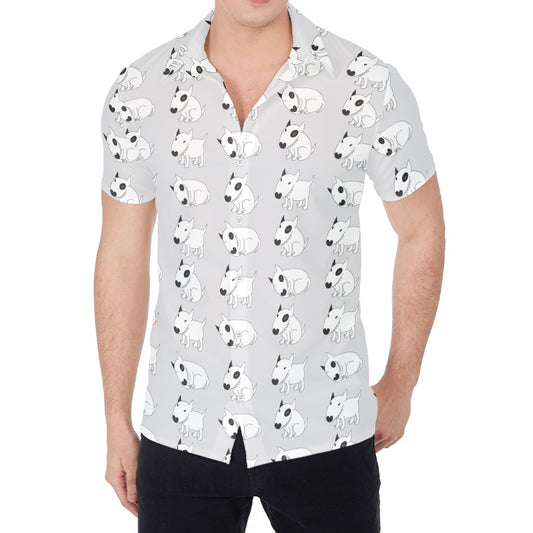 Doodle Bull Terrier Pattern Print Men's Shirt