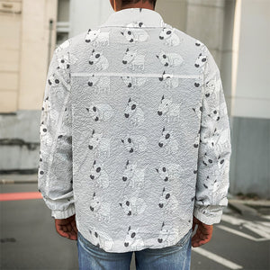 Doodle Bull Terrier Pattern Print Men's Shirt Jacket