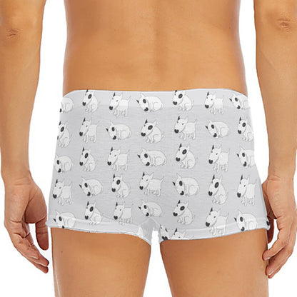 Doodle Bull Terrier Pattern Print Men's Short Boxer Briefs