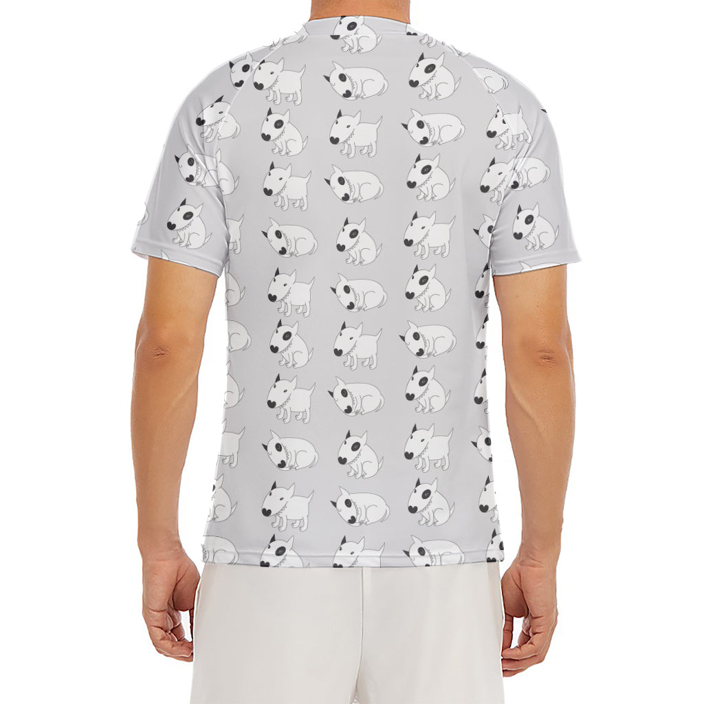 Doodle Bull Terrier Pattern Print Men's Short Sleeve Rash Guard