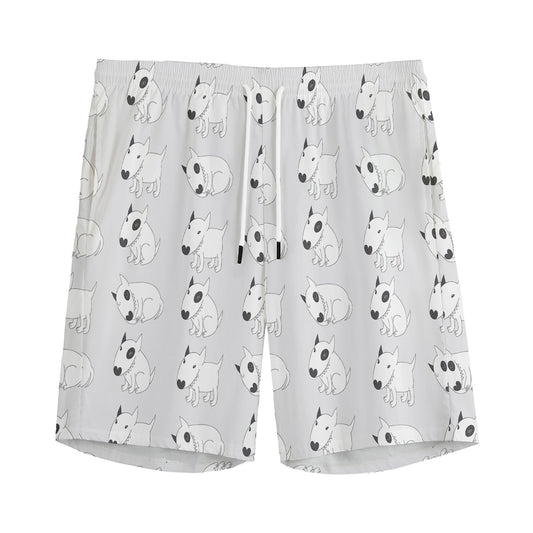 Doodle Bull Terrier Pattern Print Men's Sports Shorts