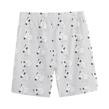 Doodle Bull Terrier Pattern Print Men's Sports Shorts