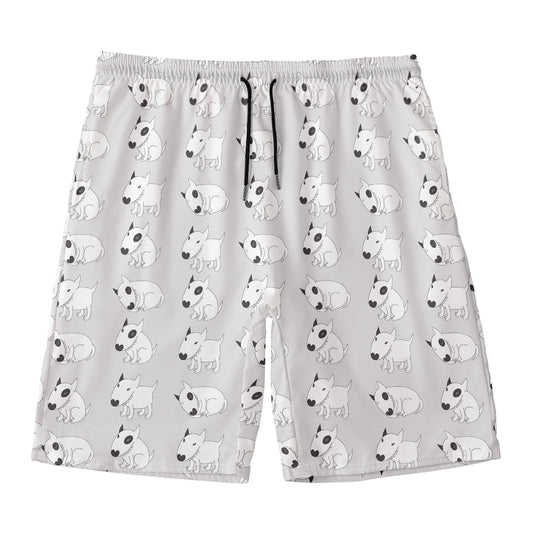 Doodle Bull Terrier Pattern Print Men's Swim Trunks