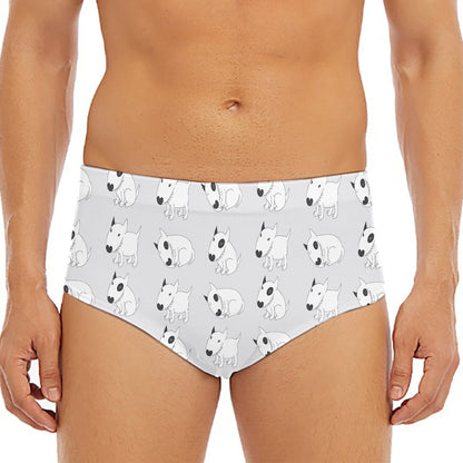 Doodle Bull Terrier Pattern Print Men's Triangle Swim Briefs