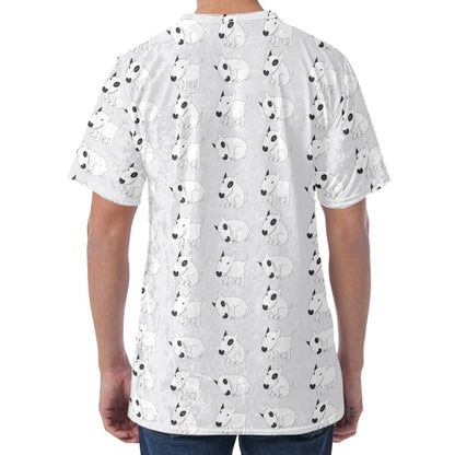 Doodle Bull Terrier Pattern Print Men's Velvet T-Shirt