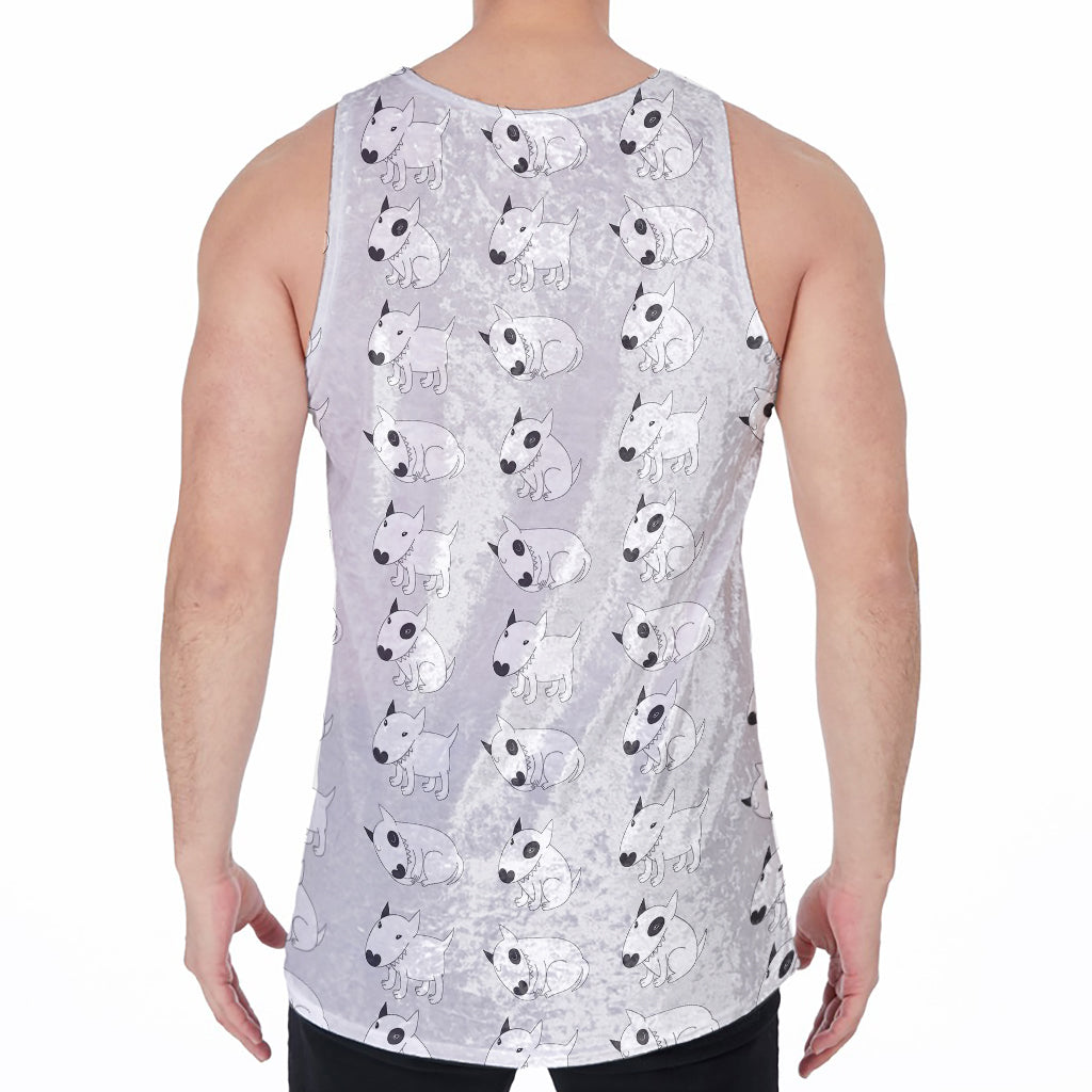 Doodle Bull Terrier Pattern Print Men's Velvet Tank Top