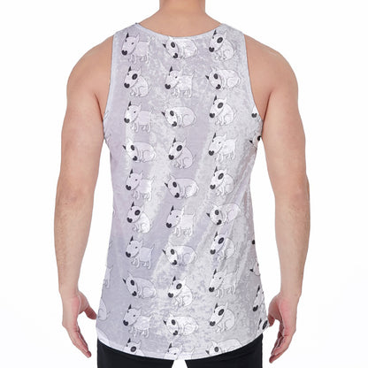 Doodle Bull Terrier Pattern Print Men's Velvet Tank Top